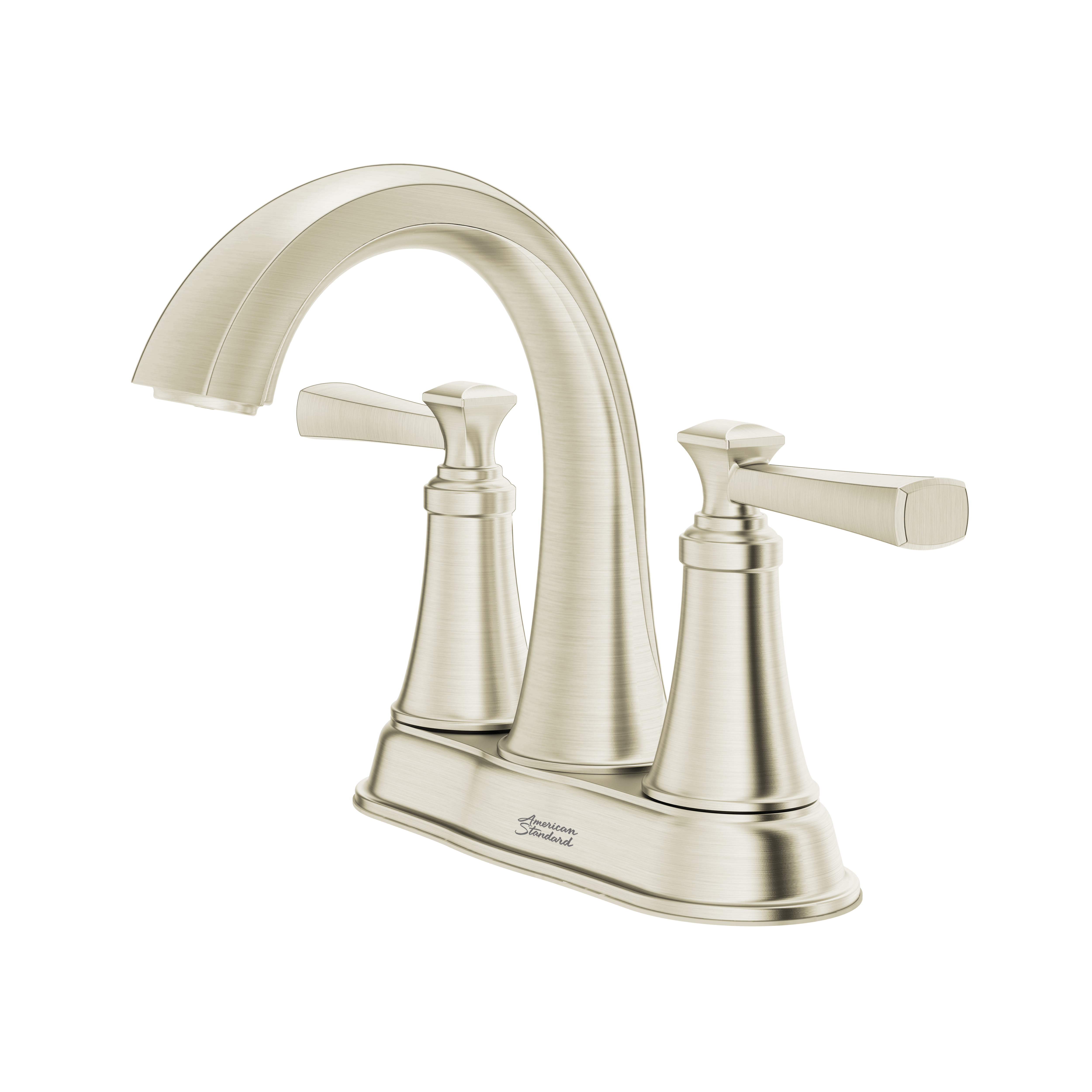 Rumson 4 In Centerset 2 Handle Bathroom Faucet 12 GPM with Lever Handles BRUSHED NICKEL